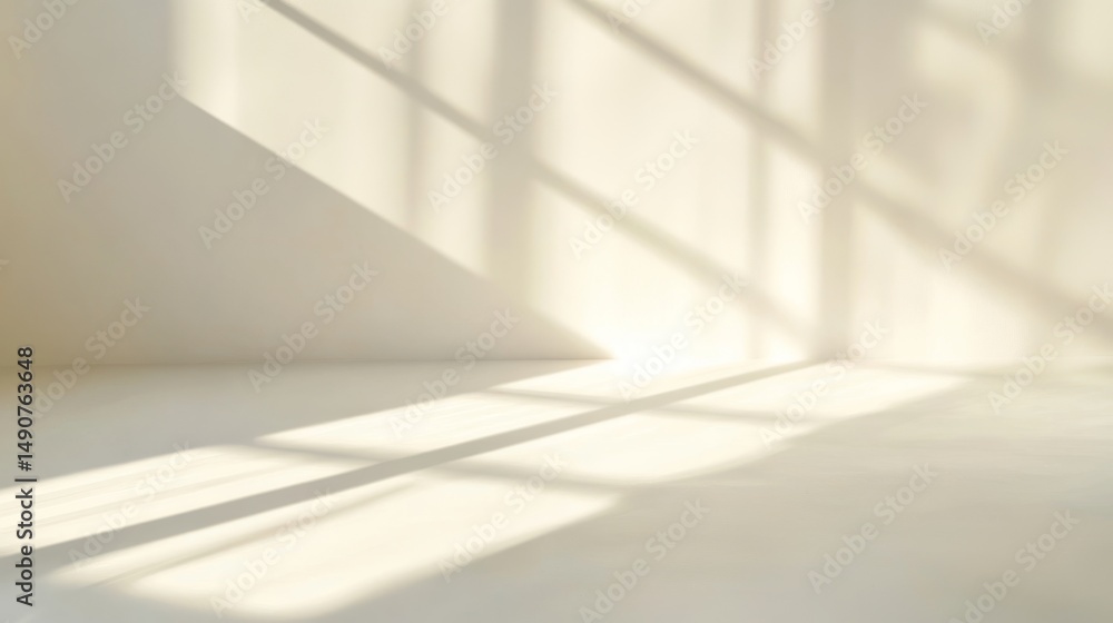 Fototapeta premium Soft Window Shadows on Beige Minimalist Interior 
