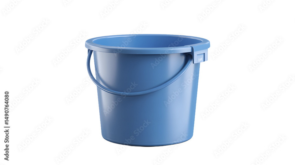 A clean blue plastic bucket with a sturdy handle, perfect for various cleaning tasks or storage. A clean blue plastic bucket with a sturdy handle, perfect for various cleaning tasks or storage.