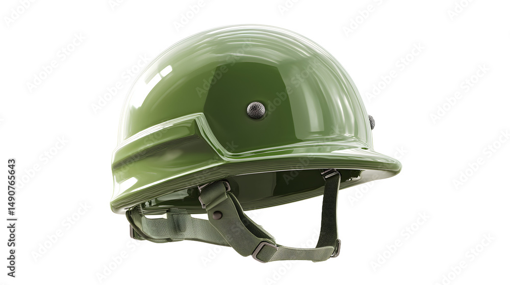 Fototapeta premium A glossy green safety helmet, showcasing a solid design ideal for protection in various environments.