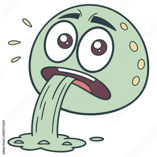 Cartoon Puke Emoji with Nauseous Look
