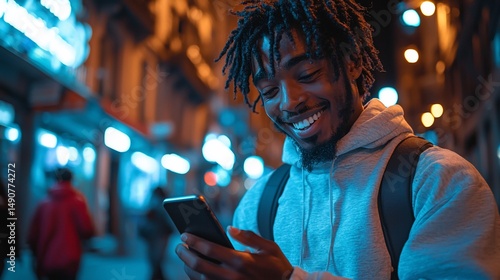 Urban night, mobile phone