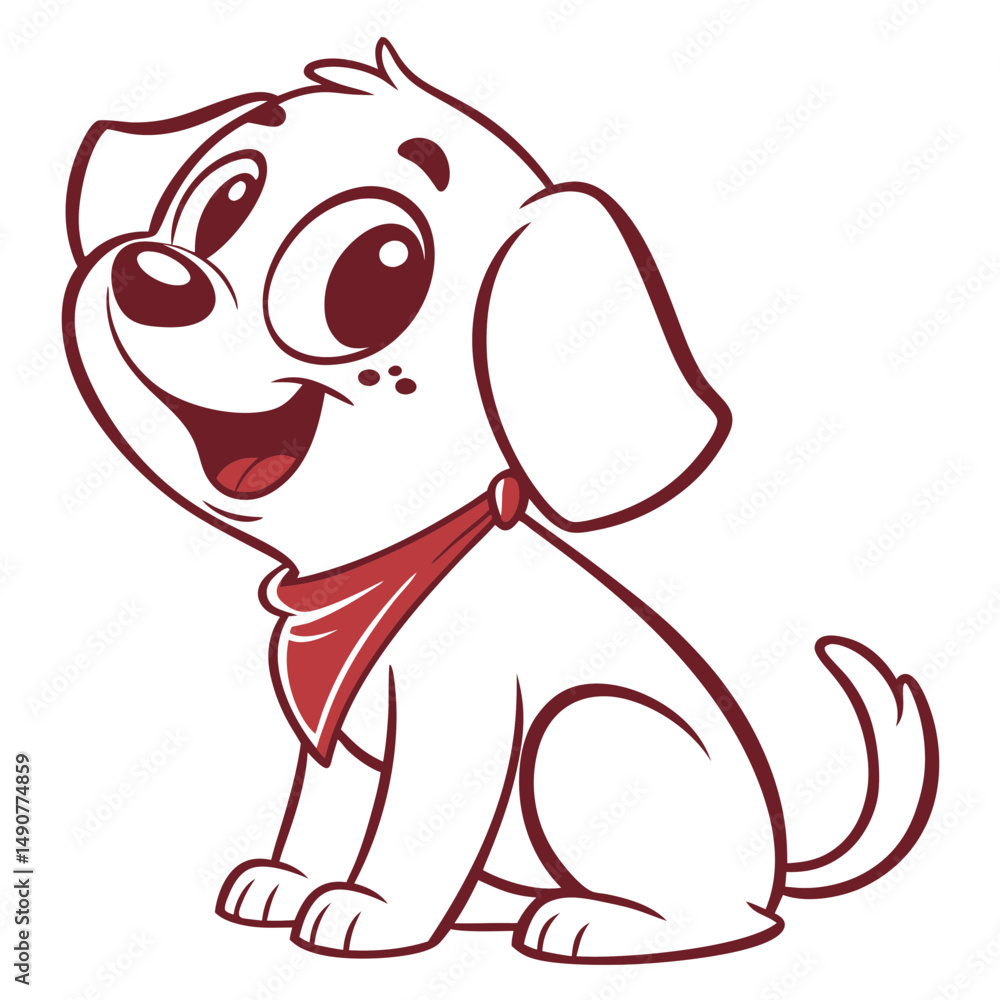 Obraz premium Smiling Puppy Emoji in Simple Vector Format