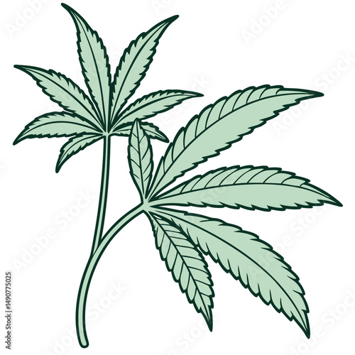 Weed Emoji with Soft Shadows and Flat Colors

