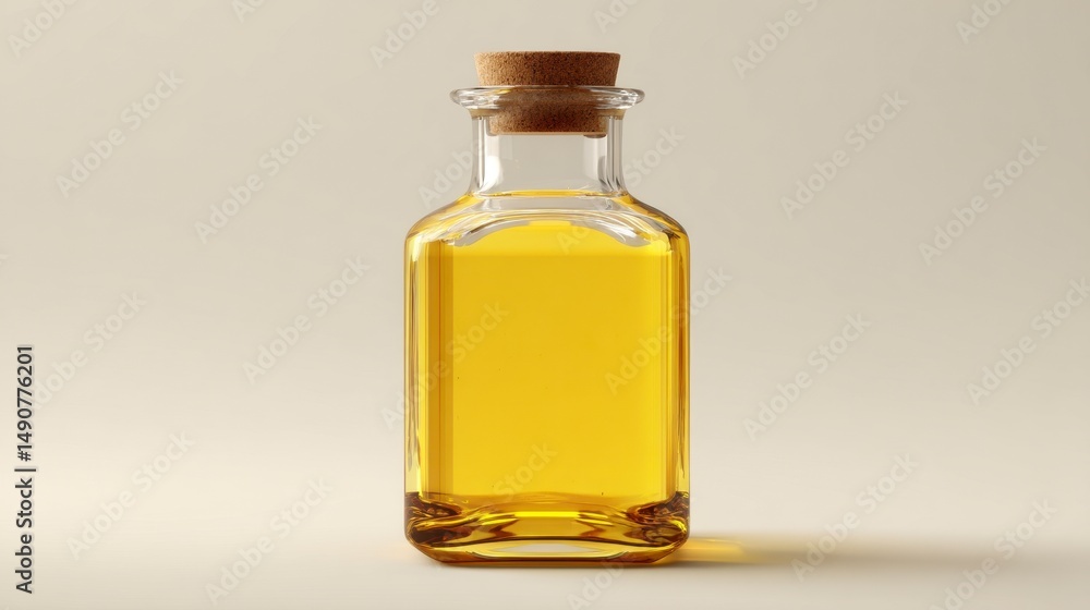 Glass bottle with yellow liquid Glass bottle with yellow liquid