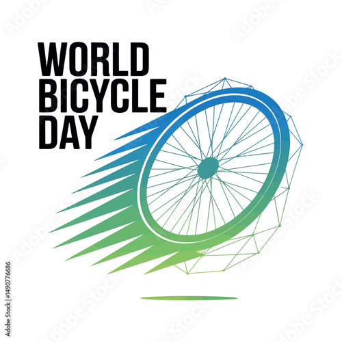 Bold World Bicycle Day Illustration Simple Sustainable Commuter Vector Art
