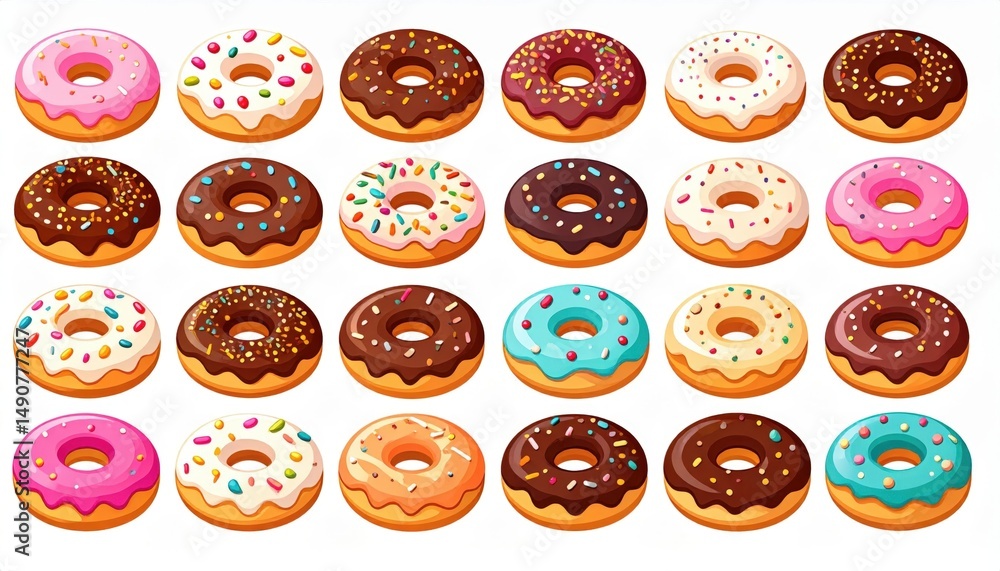 Colorful Donut Collection Illustration Colorful Donut Collection Illustration