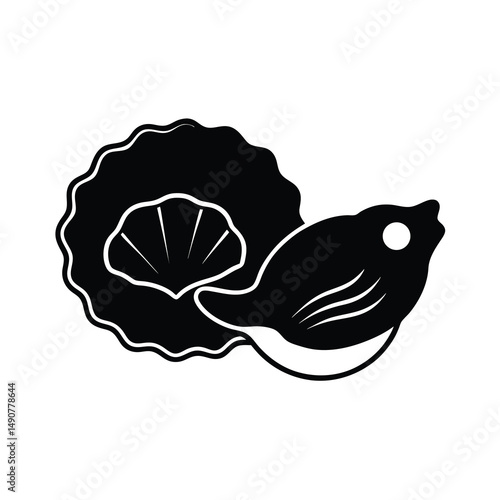oyster black seafood silhouette vector