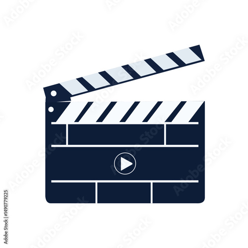 Clapper board icon set. Open and closed movie clapper. Vector EPS 10