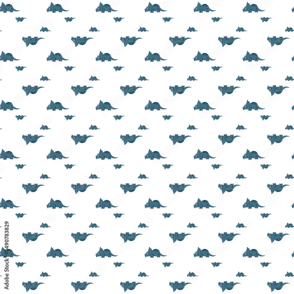 Naklejka premium Seamless Pattern Featuring Cute Dinosaur Illustrations on White Background