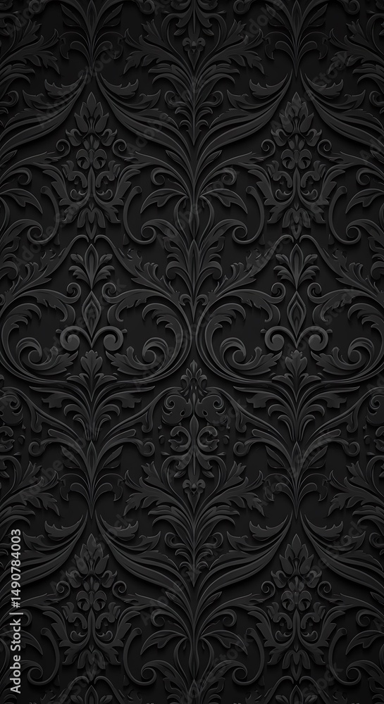 Dark Elegance: Embossed Floral Texture Dark Elegance: Embossed Floral Texture