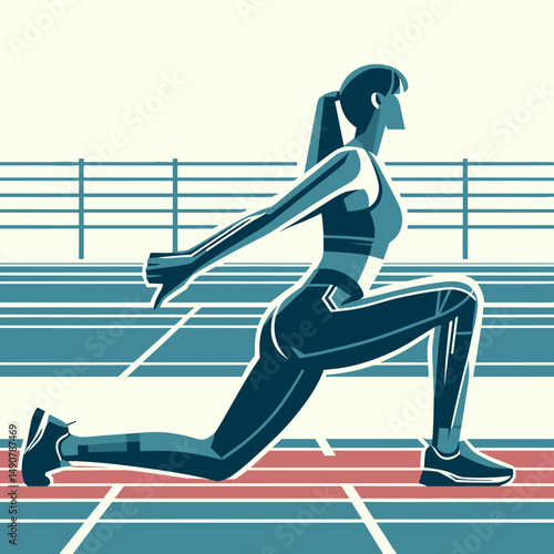 female athlete lunging in a modern sports training illustration