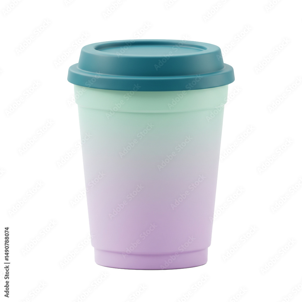 Stylish pastel ombre coffee cup with teal lid Stylish pastel ombre coffee cup with teal lid