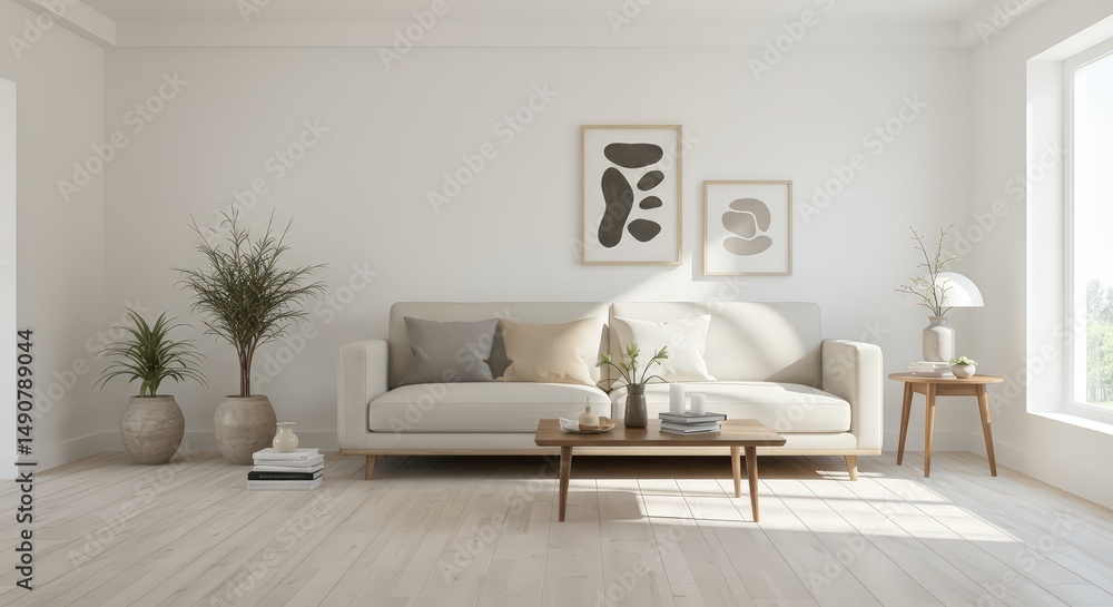 Fototapeta premium Modern minimalist living room interior