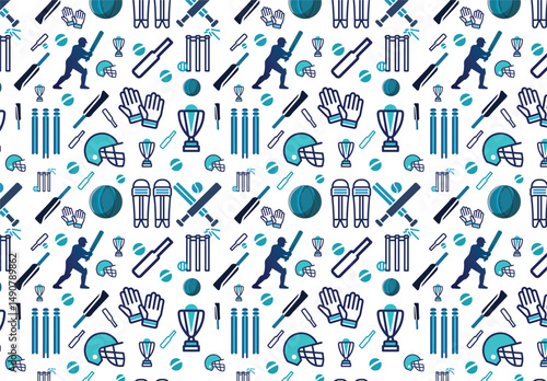 Cricket Ball And Bat Seamless pattern Design

