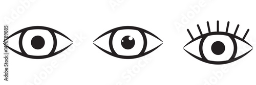 eye set of simple line icons. Collection of web icons for UIUX design. Seen and unseen eye icon set. Hidden and view eye icon vector. Visible invisible icon symbol collection eps 10