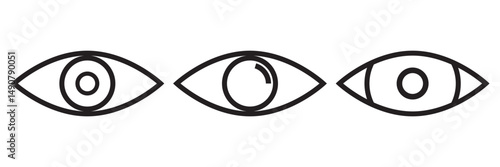 eye set of simple line icons. Collection of web icons for UIUX design. Seen and unseen eye icon set. Hidden and view eye icon vector. Visible invisible icon symbol collection eps 10