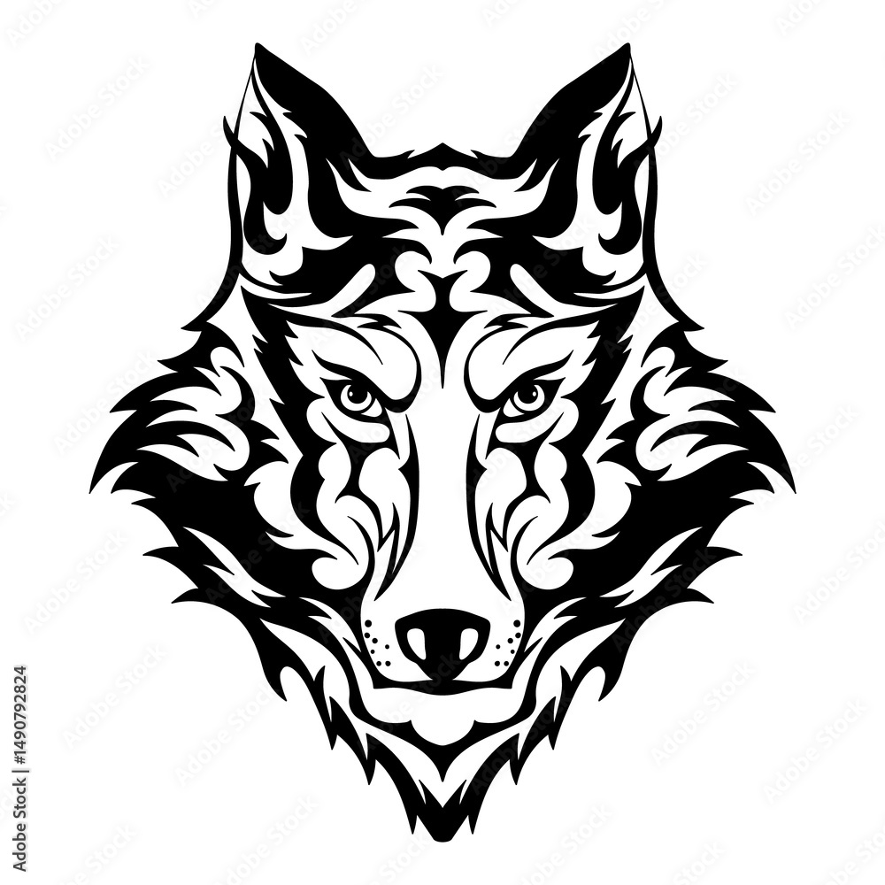 Obraz premium wolf logo black and white, symbol wilderness's untamed