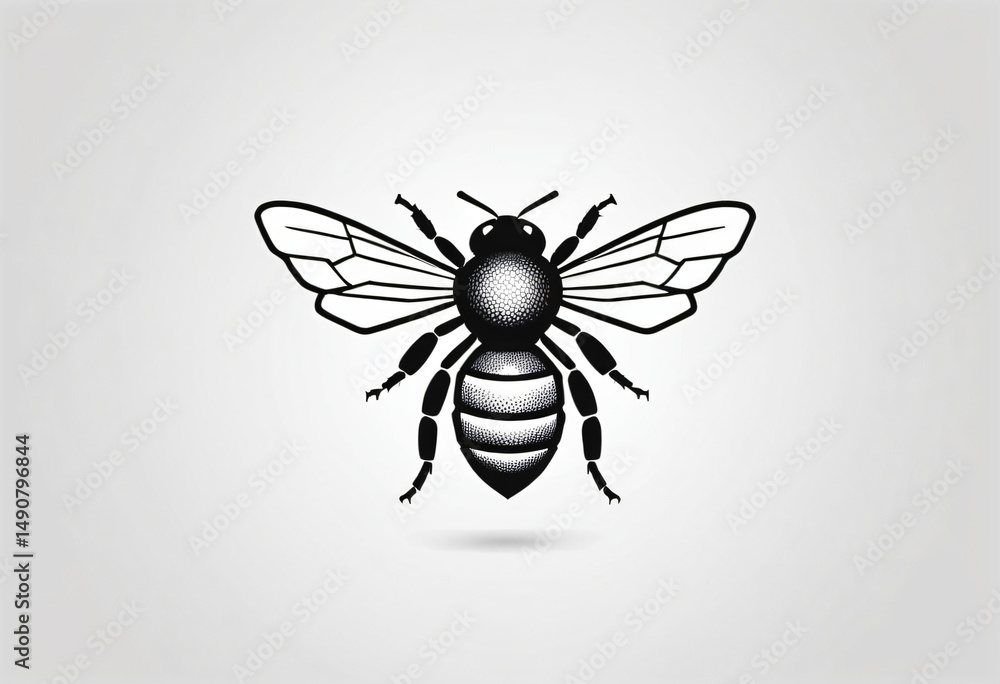 Obraz premium Buzzing Insect: A close-up illustration of a honeybee, a symbol of nature's intricate design. Perfect for design assets related to the environment, education. Ai generated image