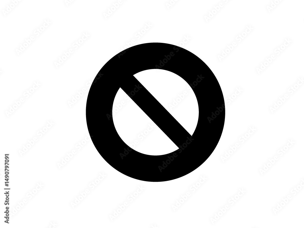 The image shows a prohibition symbol, commonly known as the no symbol or forbidden sign. The image shows a prohibition symbol, commonly known as the no symbol or forbidden sign.