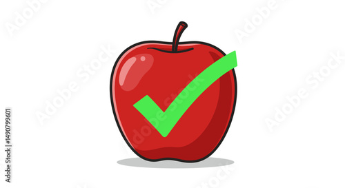 Wallpaper Mural Cartoon Red Apple with a Bright Green Check Mark Overlay Torontodigital.ca