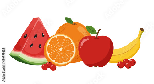 Colorful Assortment of Fresh Fruits Displayed in a Vibrant Arrangement
