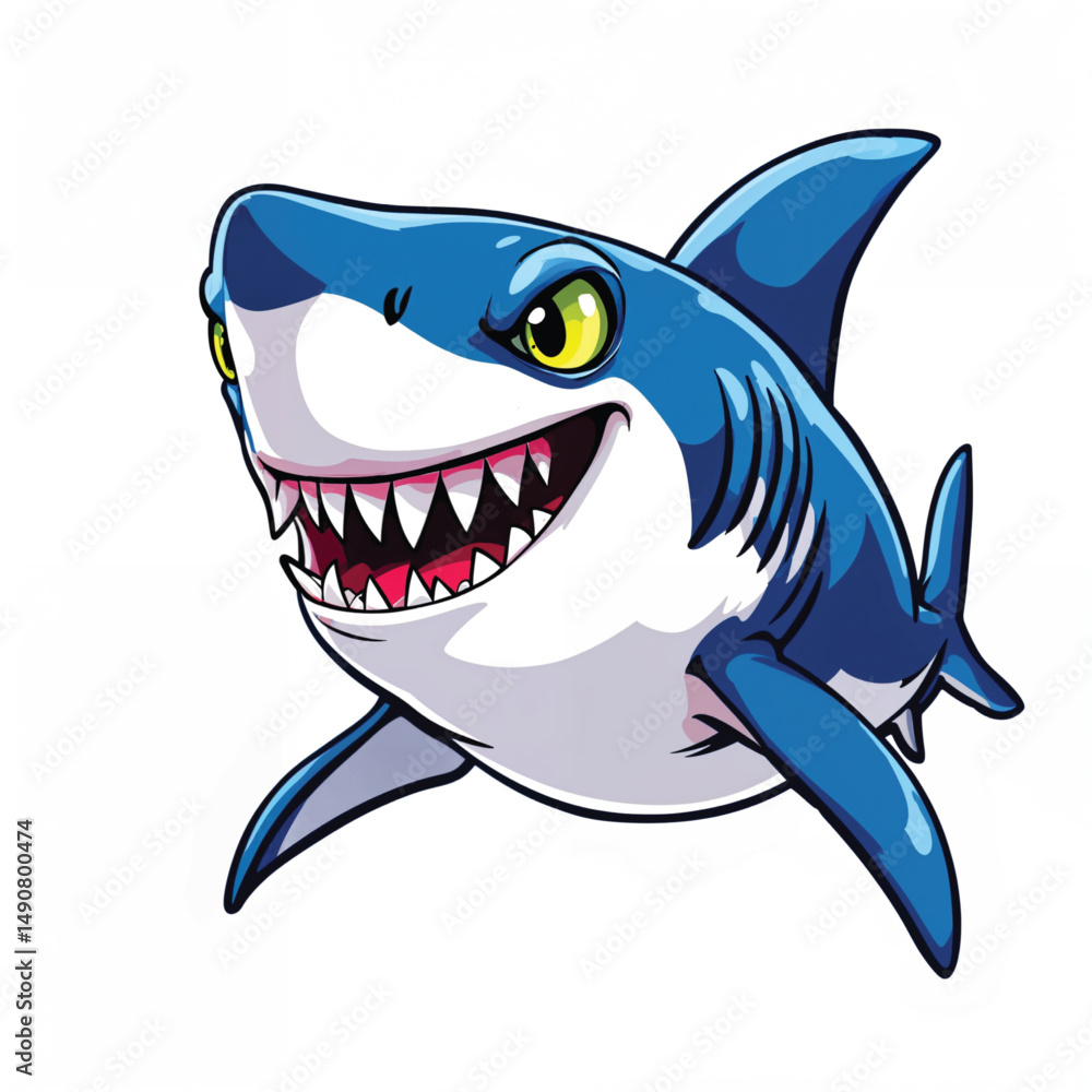 Fototapeta premium shark cartoon isolated on white