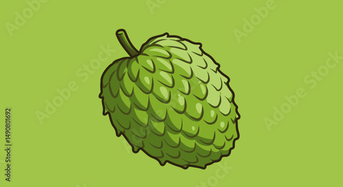 Detailed Green Hops Cone Illustration with Textured PetalLike Layers