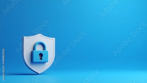 3D Secure Shield with Padlock – Cybersecurity Protection Icon for Online Safety and Data Privacy Designs