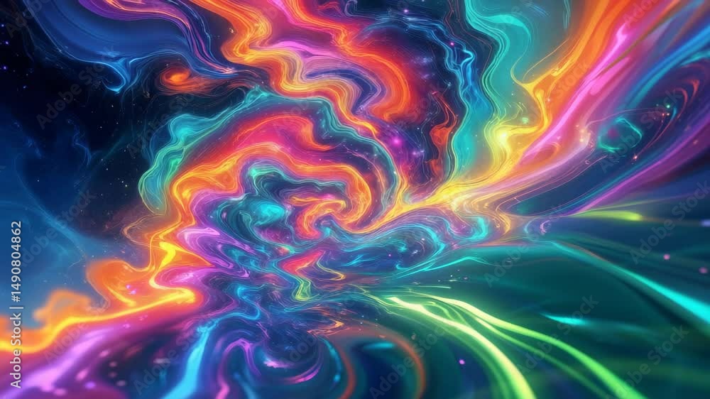 Dreamlike Fluid Motion Art with Vivid Electric Colors Dreamlike Fluid Motion Art with Vivid Electric Colors
