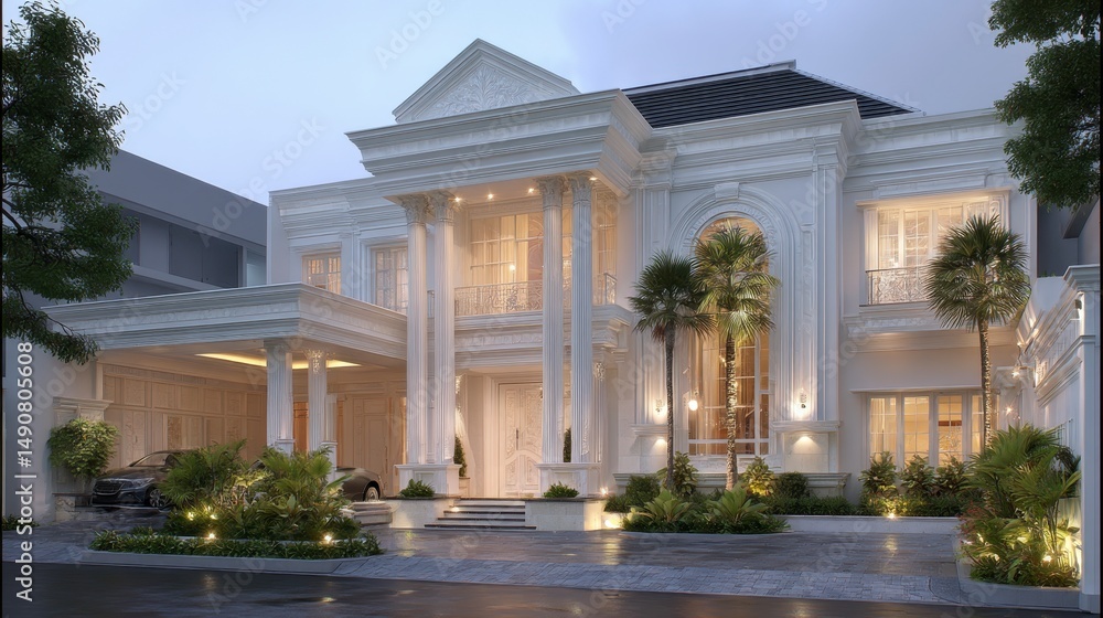 Fototapeta premium Modern architectural design home exterior