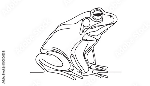 Continuous one single minimal line drawing Goliath frog