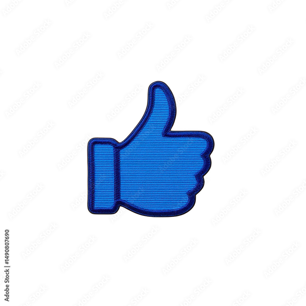 Blue thumbs up symbol with textured design, representing approval or agreement, isolated on transparency background Blue thumbs up symbol with textured design, representing approval or agreement, isolated on transparency background
