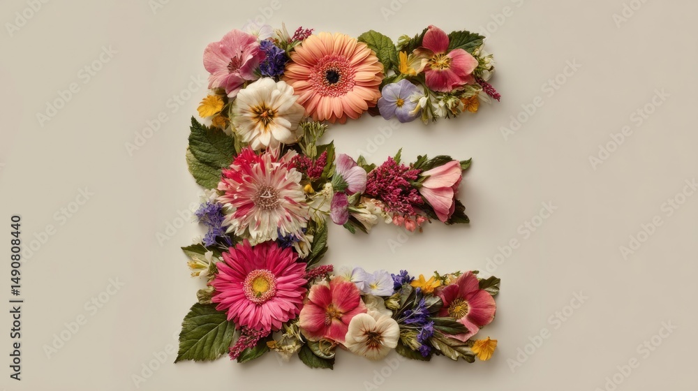Obraz premium Floral letter E