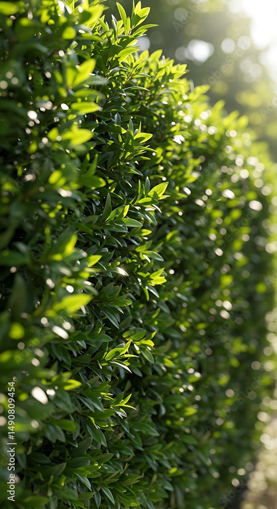 Obraz premium Sunlit Green Hedge: Lush Texture, Summer Serenity