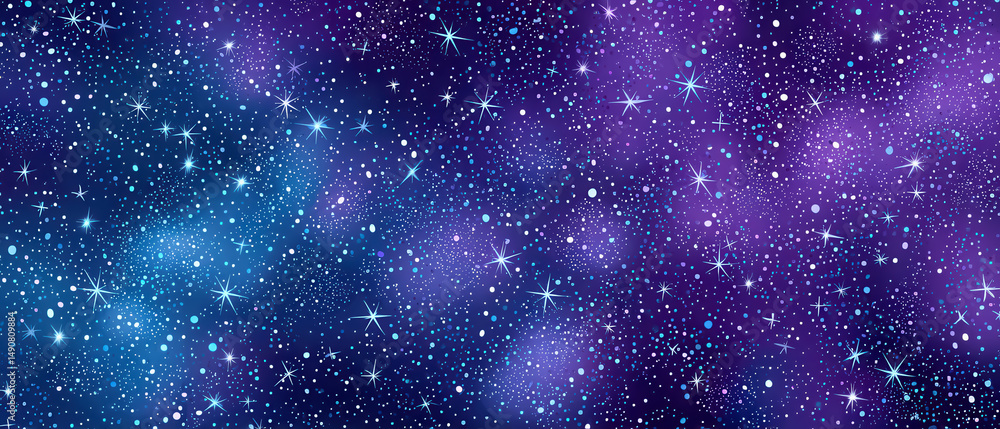 Fototapeta premium Celestial Wonder, A vibrant night sky filled with countless twinkling stars, deep cosmic blues and purples inspire awe and curiosity, ideal for astronomy-themed projects.