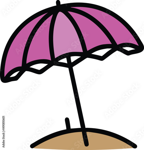 Colorful cartoon Beach umbrella vector illustration for sun and rain protection | umbrella vector icon for summer season