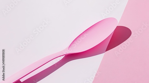 Pink spoon resting on light background