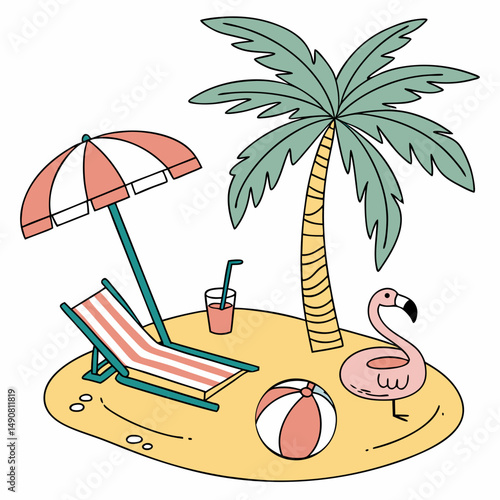 Vector illustration of topical beach
