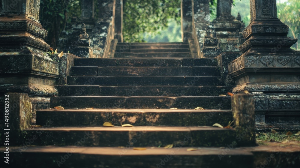 Ancient Stone Stairway Leading to a Mystical Destination Amidst Lush Greenery Inspiring Adventure and Spirituality Ancient Stone Stairway Leading to a Mystical Destination Amidst Lush Greenery Inspiring Adventure and Spirituality