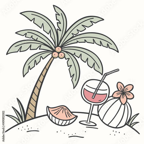 Vector illustration of topical beach