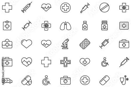 Black and White Medical Symbols Bundle