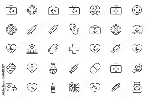 Black and White Medical Symbols Bundle
