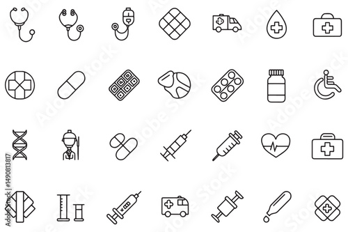 Black and White Medical Symbols Bundle