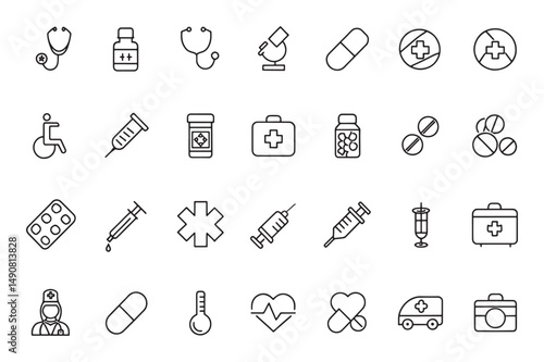 Black and White Medical Symbols Bundle