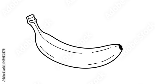 Simple Black and White Banana Depicting a Curved Fruit Shape
