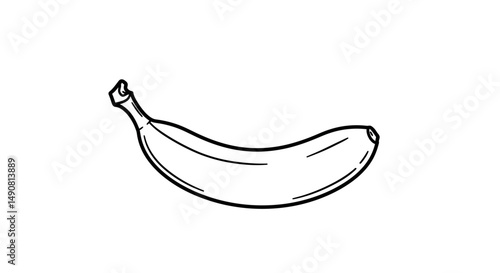 Simple Banana Outline Curved Fruit with Stem and Rounded Tip