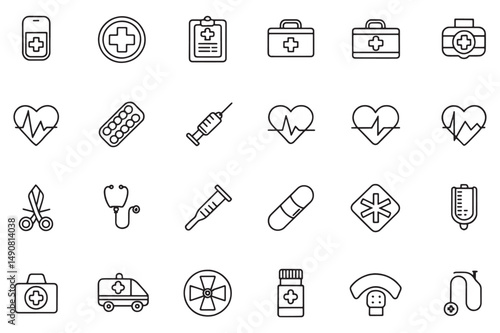 Black and White Medical Symbols Bundle