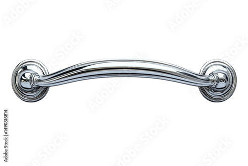 An elegant chrome pull handle gleaming with promise beckons us to enter new chapters on a on transparent background