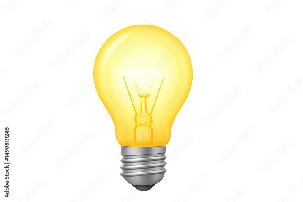 Glowing lightbulb on a transparent background symbolizing creativity, innovation, and new ideas Glowing lightbulb on a transparent background symbolizing creativity, innovation, and new ideas