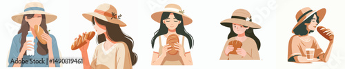 vector of a young man eating bread